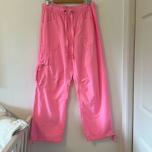 Aerie Hot Pink wide Leg Cargo Pants Size Large